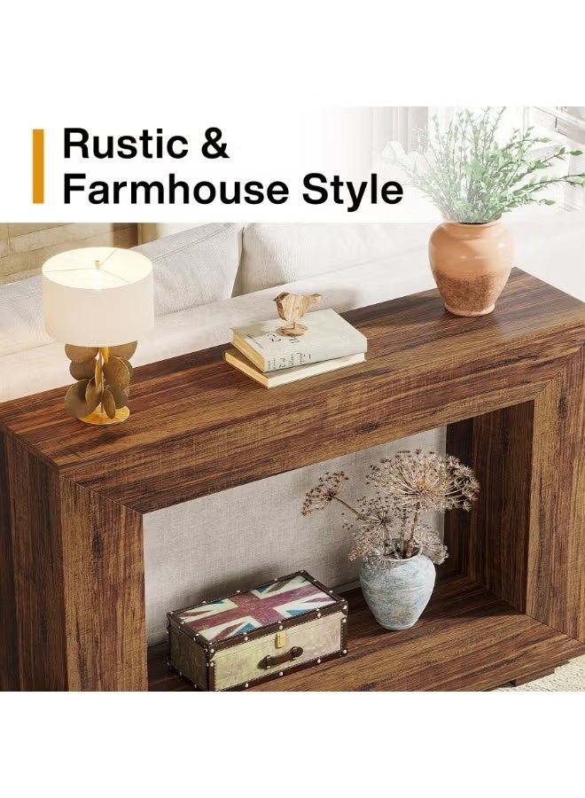 WALALLA Modern Console Table, Entryway Table, Narrow Skinny Entryway Hallway Tables Home Decor Display, Wood Sofa Table Behind Couch with Storage for Front Door, Living Room, Rustic Brown 120*30*80 cm - Image 4